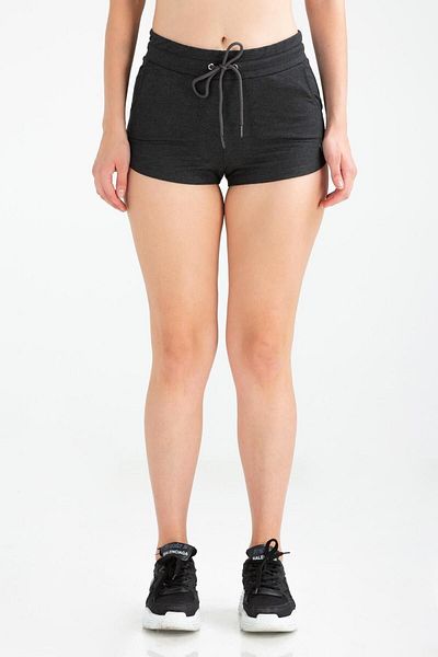 speedlife Pantaloni scurți de damă din bumbac de culoare antracit - Buzunar lateral SE0070