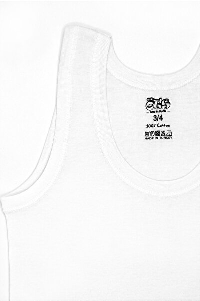 Öts Erkek Çocuk 6'lı Beyaz Ribana Atlet (%100 Pamuk)