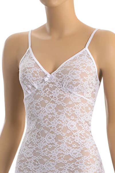 Öts Жіноча біла мереживна майка вузького крою