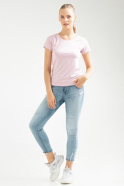 speedlife Γυναικείο μπλουζάκι ροζ Slim Fit Lycra Crew με κοντό μανίκι Sf0422