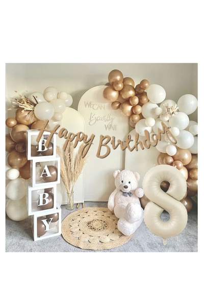BİDOLUMUTLULUK Baby Yazılı Balon Kutusu Karamel Doğum Günü Seti Parti Kutlama...