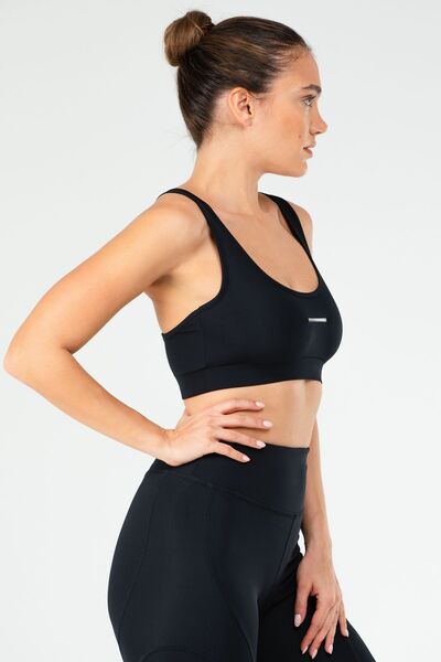 speedlife Sutien sport pentru femei, albastru bleumarin, slim fit, cu gât deschis, Sf0639