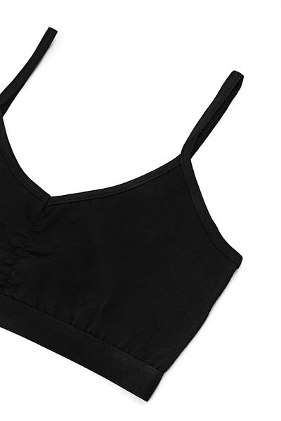 Öts Girl's Bustier Lycra V-Neck Gather Detailed, Paddeless Half Undershirt, Training Bra