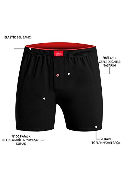 Öts Men's Oversize Boxers, Pack of 3 100% Cotton Large Size Combed Cotton Button Boxers