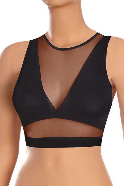 Öts Women's Padless Lycra Tulle Bustier Cotton Bra