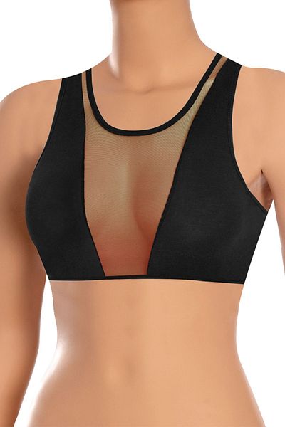 Öts Women's Padless Lycra Tulle Bustier Cotton Thick Strap Bra