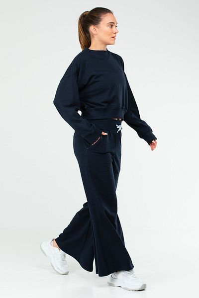 speedlife Γυναικεία αθλητική φόρμα Navy Blue Regular Cotton Crew Neck Crop Sa2632