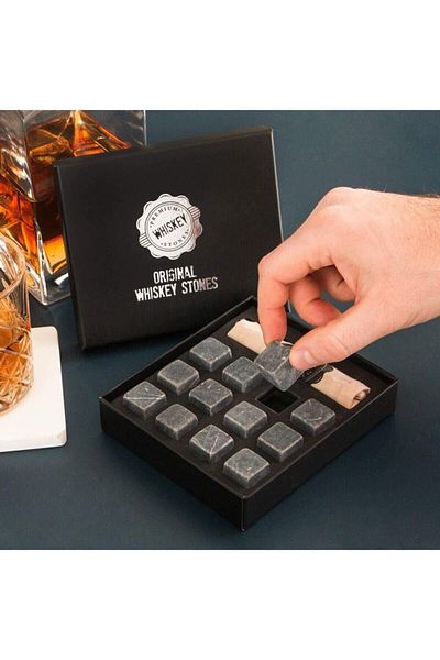 Whisky 12Pcs Natural Marble Granite Whiskey Cooling Stone Set - 1 Accessory Forged