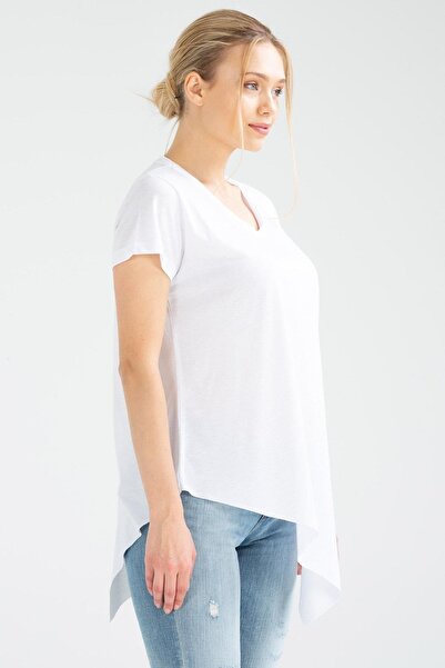 speedlife Γυναικείο μπλουζάκι με κοντό μανίκι σε λευκό κανονικό πλεκτό σχέδιο με λαιμόκοψη Sf0388