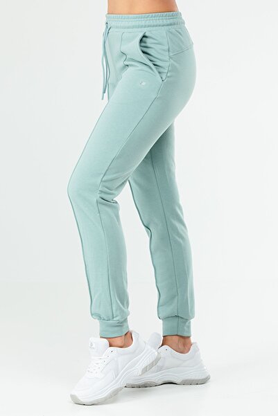 speedlife Green Regular Cotton High Waist Cuffed Women's Tracksuit Bottom Sd0940