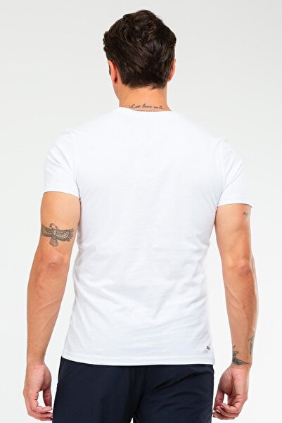 speedlife Λευκό κανονικό 100% βαμβακερό ανδρικό μπλουζάκι με λαιμόκοψη Xf1486