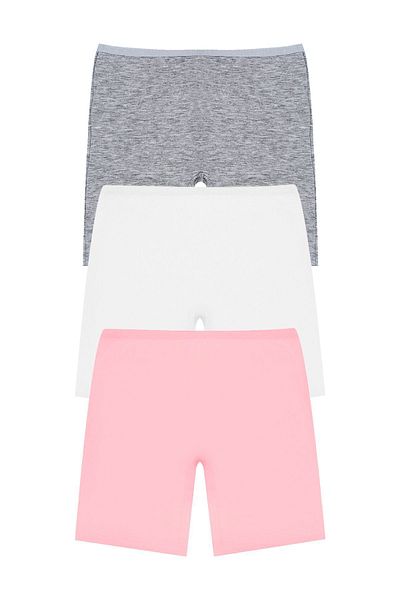 Öts Girl's 3-Piece Colorful Cotton Lycra Long Boxer Tights