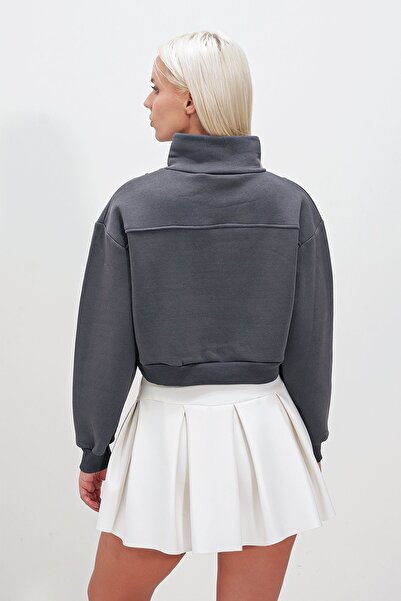 HAKKE Half Zipper Three Thread Sweatshirt - Sleeve Hem Elastic