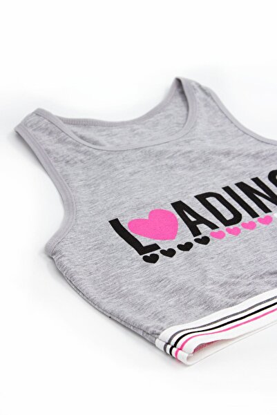 Öts 3-Piece Gray Cotton Lycra Half Tank Top Bustier Set for Girls