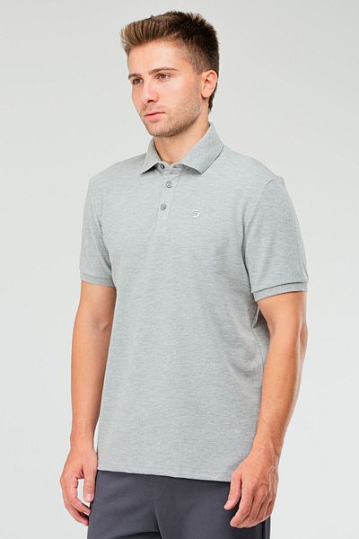 speedlife Men's Polo Collar Gray Melange T-Shirt - 100% Cotton, Short Sleeve XF1735