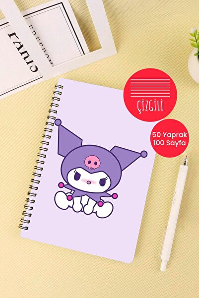 Anime Marketi دفتر مدرسي بتصميم كورومي أرجواني مقاس A5، 50 ورقة، 100 صفحة - مسطر