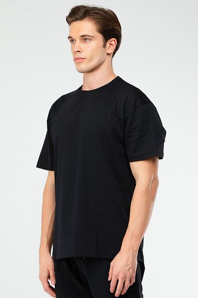 speedlife Μαύρο Oversize 100% βαμβακερό ανδρικό μπλουζάκι με κοντό μανίκι Xf1582