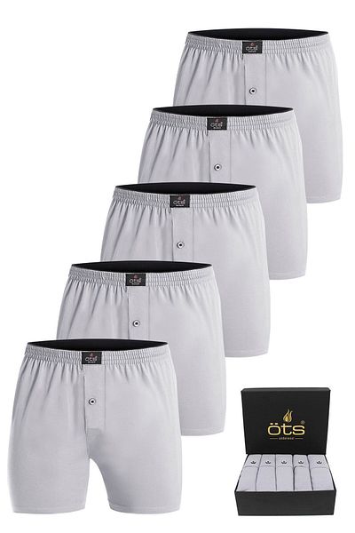 Öts Ανδρικό 100% βαμβακερό Boxer Πακέτο με 5 κουμπιά Άνετη εφαρμογή Premium Ειδικό κουτί δώρου