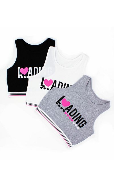 Öts Girl's 3-Piece Padless Colorful Thick Strap Cotton Lycra Half Tank Top Training Bra Bustier