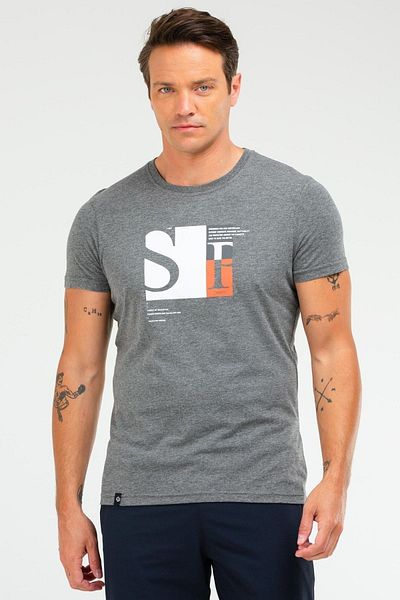 speedlife Αντρικό μπλουζάκι Anthracite Regular 100% Cotton Crew με κοντό μανίκι Xf1486