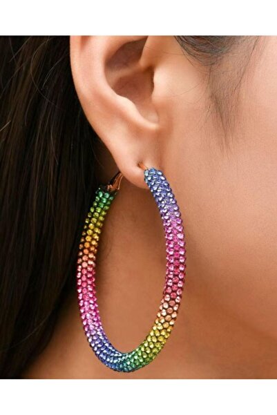 MutluBiDünya Vintage Taşlı Halka Küpe