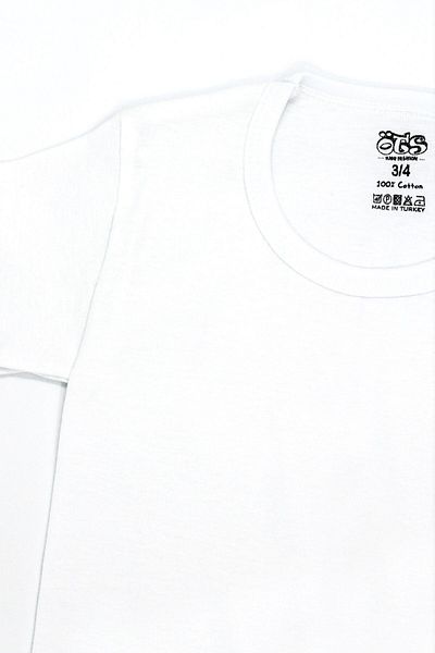 Öts Tricou alb din bumbac cu nervuri din 2 piese pentru băiat