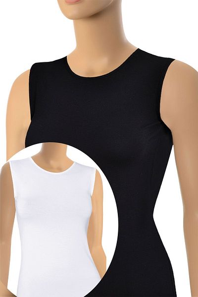 Öts Women's Zero Sleeve 2-Piece Crew Neck Body Cotton Lycra T-Shirt