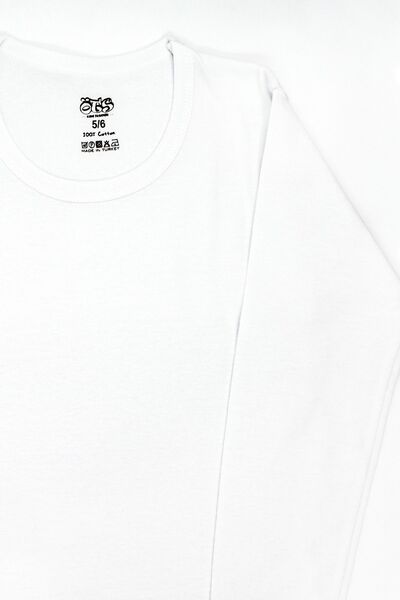 Öts Tricou alb cu mânecă lungă pentru băiat, bumbac