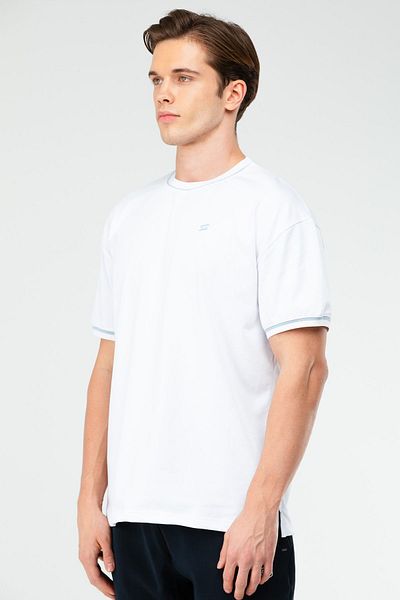 speedlife Λευκό Oversize 100% βαμβακερό ανδρικό μπλουζάκι με κοντό μανίκι Xf1605