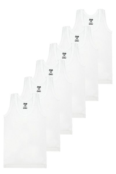 Öts Tricou pentru băiat, 6 piese, alb cu nervuri (100% bumbac)