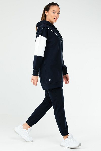 speedlife Γυναικεία αθλητική φόρμα μπλέ Navy κανονική βαμβακερή κουκούλα Sa2630