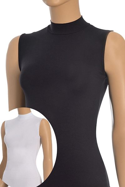 Öts Women's 2-Piece Colorful Turtleneck Zero Sleeve Turtleneck Cotton Lycra Tank Top