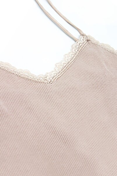 Öts Women's Padless Bustier Cotton Lycra Rope Strap Ribbed Camisole Bra