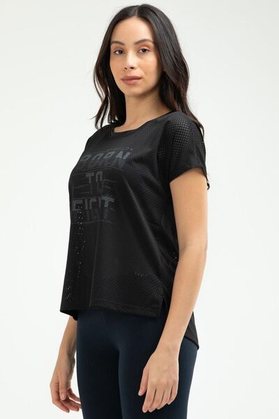 speedlife Μαύρο κανονικό γυναικείο μπλουζάκι με λαιμόκοψη με κοντό μανίκι Sf0506