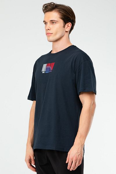 speedlife Μπλε Navy Oversize 100% βαμβακερό ανδρικό μπλουζάκι με κοντό μανίκι Xf1596