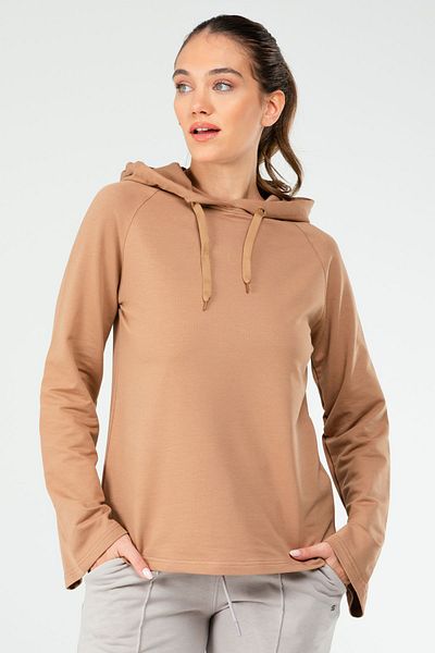 speedlife Дамски суитшърт с качулка, цвят camel, стандартен, памучен, SC1176
