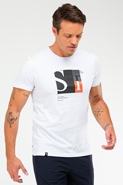 speedlife Λευκό κανονικό 100% βαμβακερό ανδρικό μπλουζάκι με λαιμόκοψη Xf1486