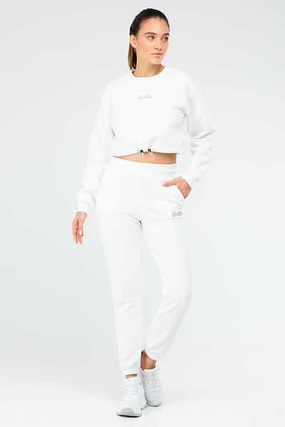 speedlife Γυναικεία αθλητική φόρμα Ecru Regular Quilted Crew Neck Crop Sa2626