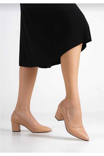 Armada Stiletto de damă cu toc gros, piele închisă