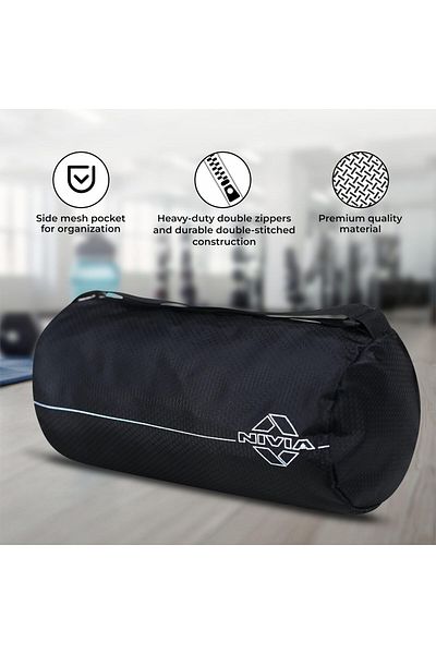 Nivia Basic Duffle Bag | Polyester (Black, 12 Litre) Gym Bags | Adjustable Shoulder Bag