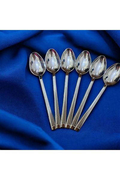 Yüsra Home 6 Dessert Spoons Straw Model (Stainless Steel)