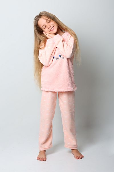 Burki Heart Patterned Embroidered Kitten - Children's Fleece Plush Set