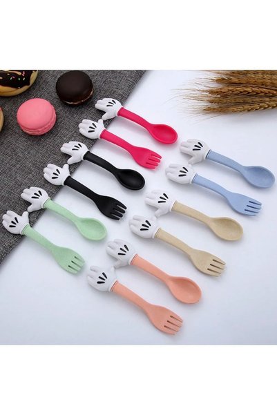 CeymSTecH Mickey Mouse Baby Food Fork Spoon Set