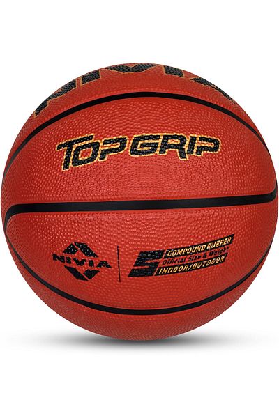 Nivia Top Grip Basketball | Color: Brown | Size: 5 | Rubberized Moulded | for Adults | Panels