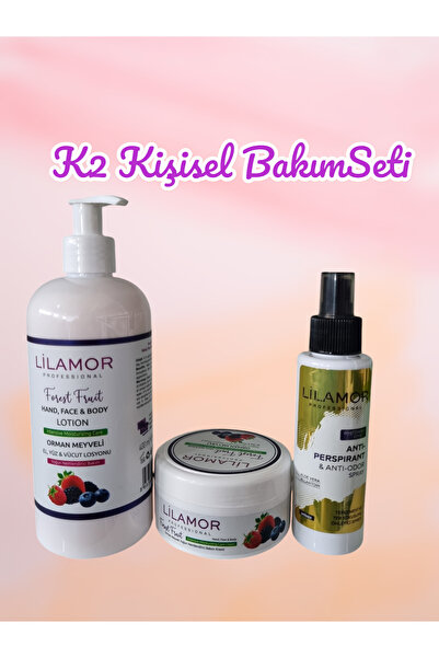 Lilamor K2 Kişisel Bakım Seti Mini Set 3lü Losyon Krem Sprey Terleme Vücut