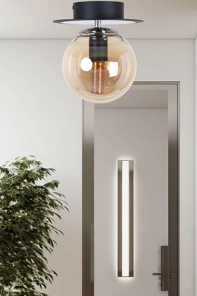 MŞ Aydınlatma Alora Black Chrome Honey Glass Chandelier Plafonier