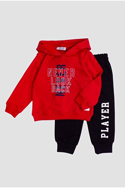 Chicsy Baby Oversize Hooded Text Printed Baby Kids Tracksuit Set