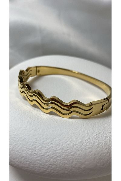 QUATTRO ACCESSORİO High Quality Wave Model Steel Handcuff Bracelet