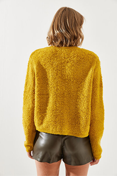 Bianco Lucci Kadın Havlu Desenli Düğmeli Hırka