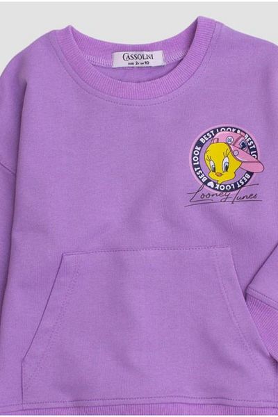 Chicsy Baby Tweety Lones Tunes Printed Oversize Baby and Kids Tracksuit Set